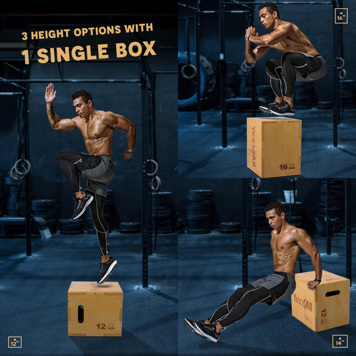 3-in-1 Wooden Plyo Box D53669