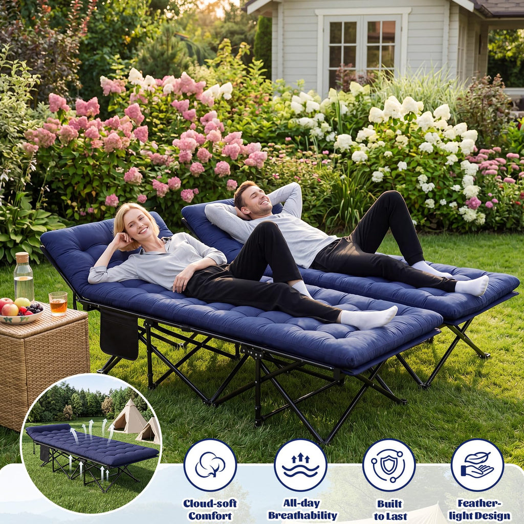 2 Pack Folding Camping Cot with Mattress Q6014
