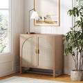 Mid-Century Modern Wood Storage Cabinet with Doors E647760
