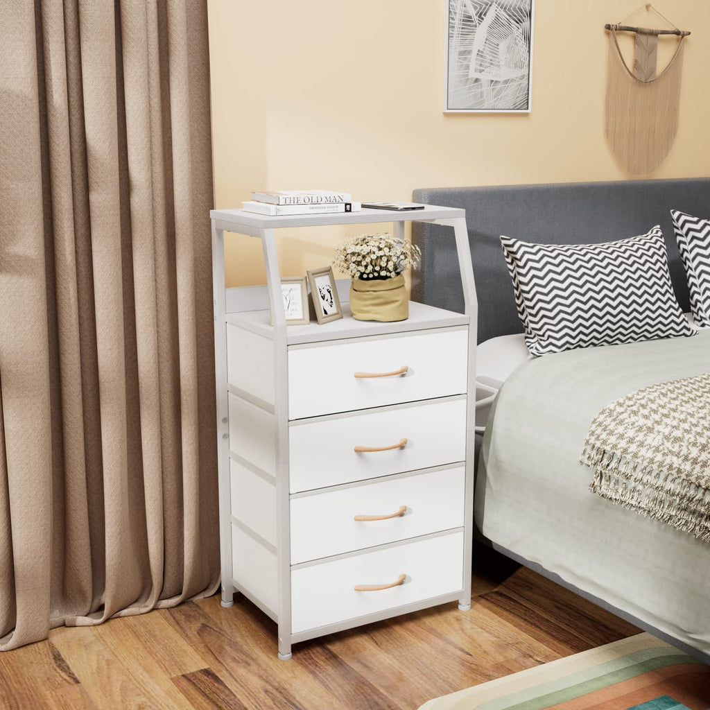 White 4 Drawer Dresser with 5 Storage Bins Z672