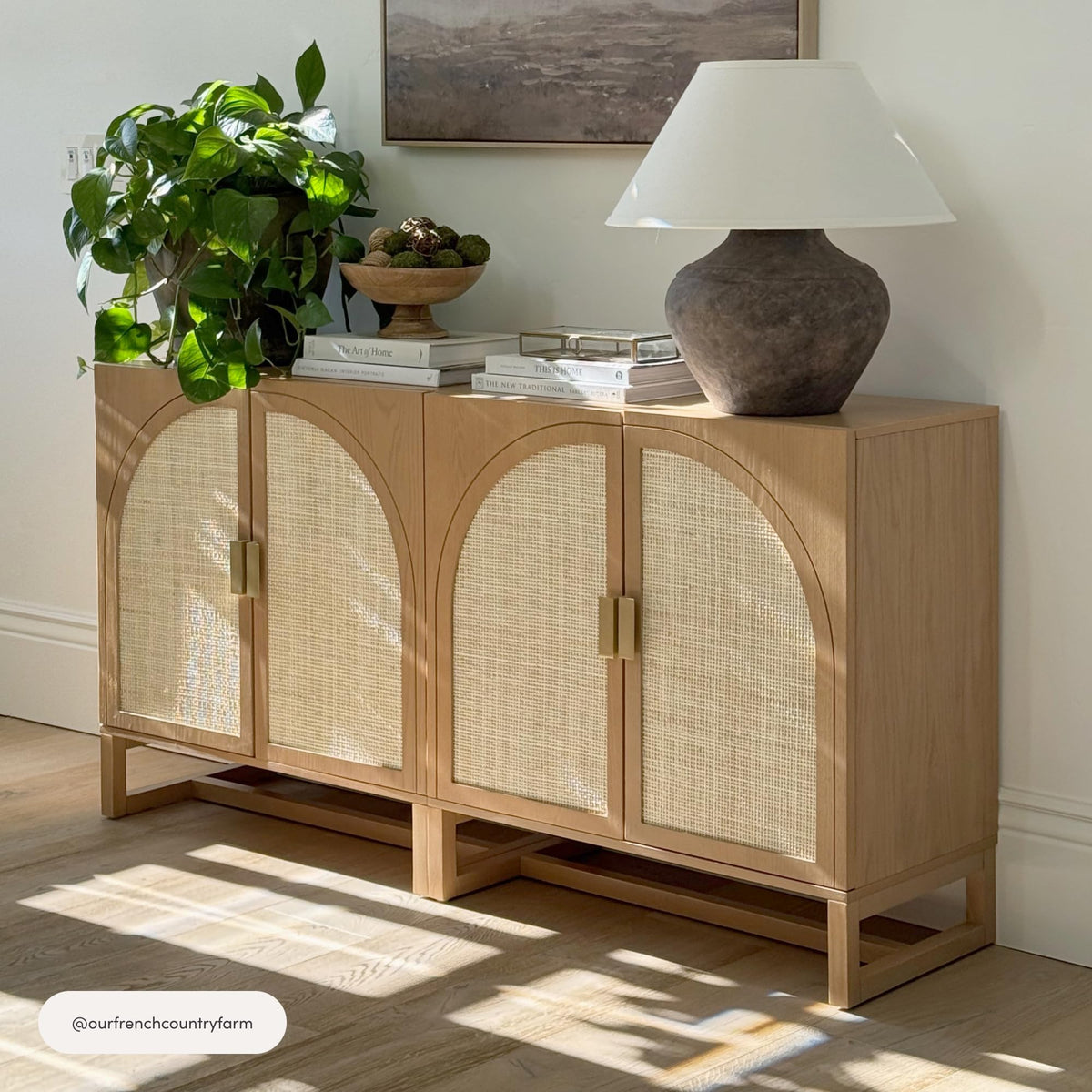 Mid-Century Modern Wood Storage Cabinet with Doors E647760