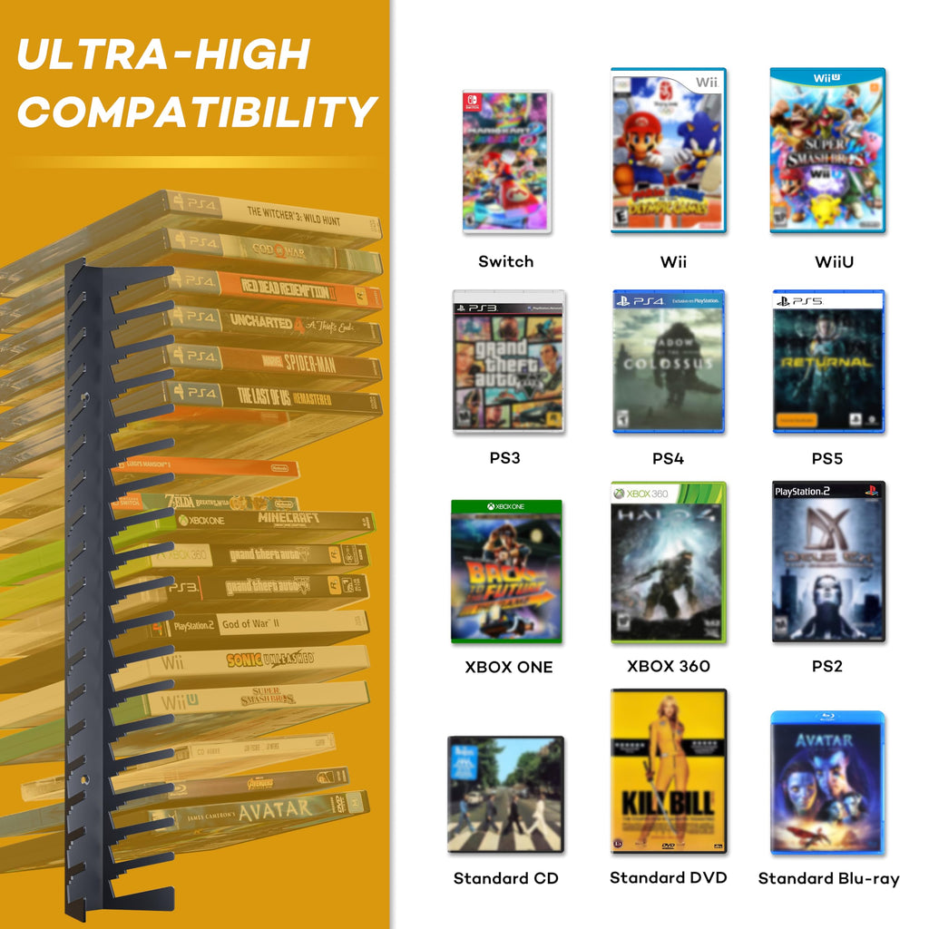 Metal Wall Mounted Video Game Storage Shelves 4-Pack G35730
