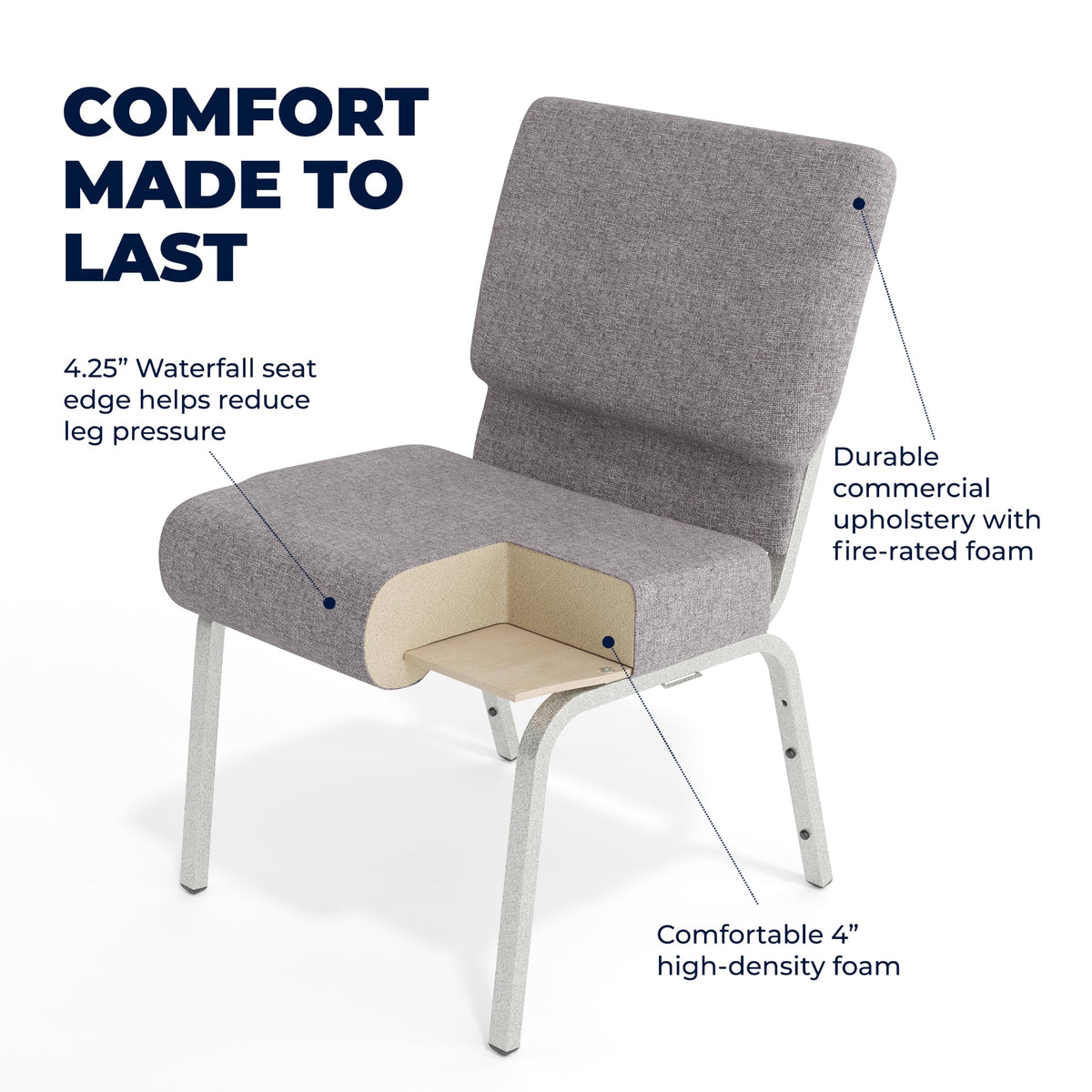 4 Pack Stacking Church Chair in Gray Fabric I5678