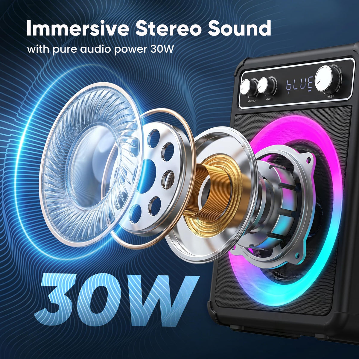 Karaoke Machine with 2 Wireless Mics B645406