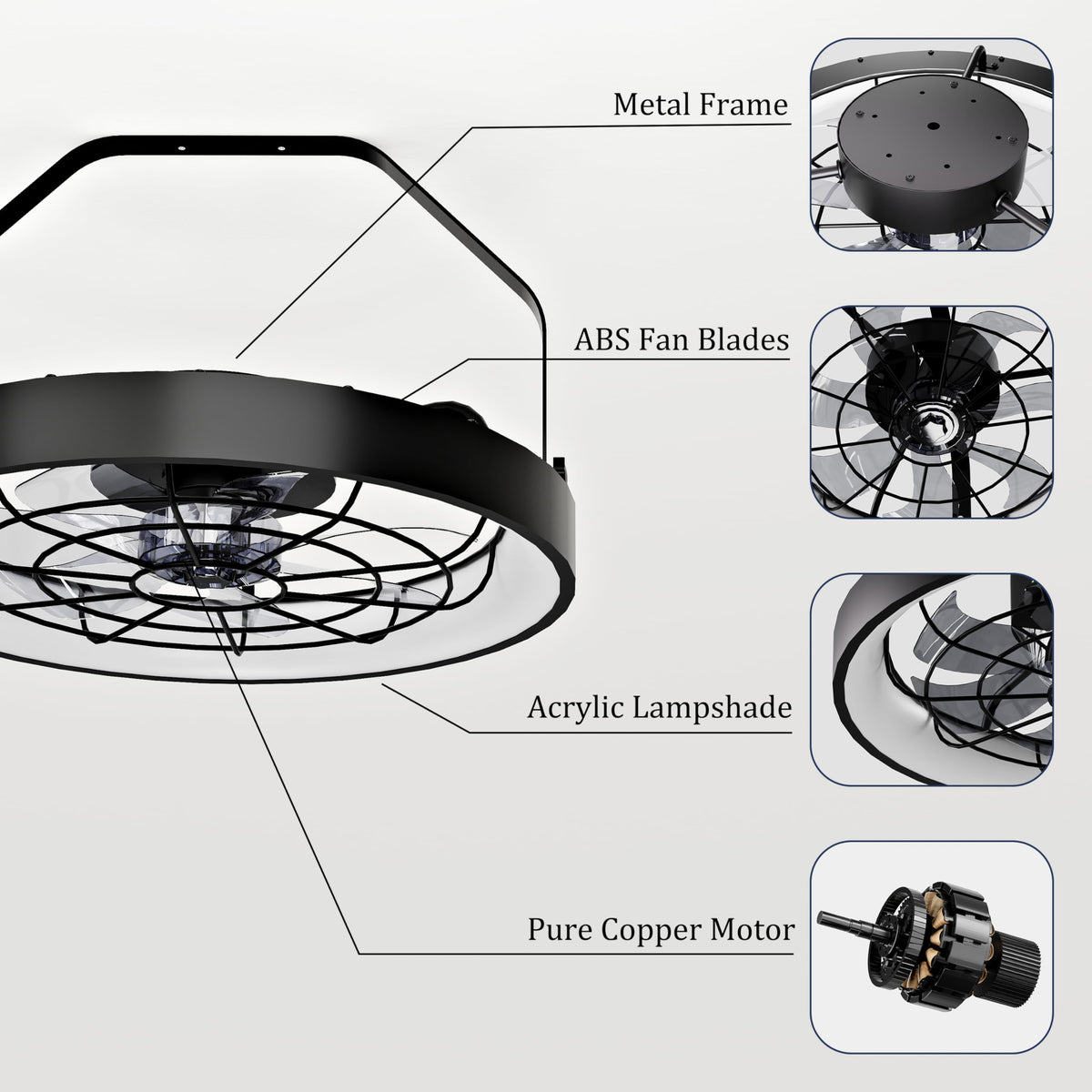 20 Inch Plug In Wall Mount Fan with Light I2892