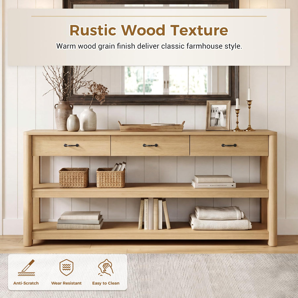 Oak Console Table with Storage Drawers Z1792