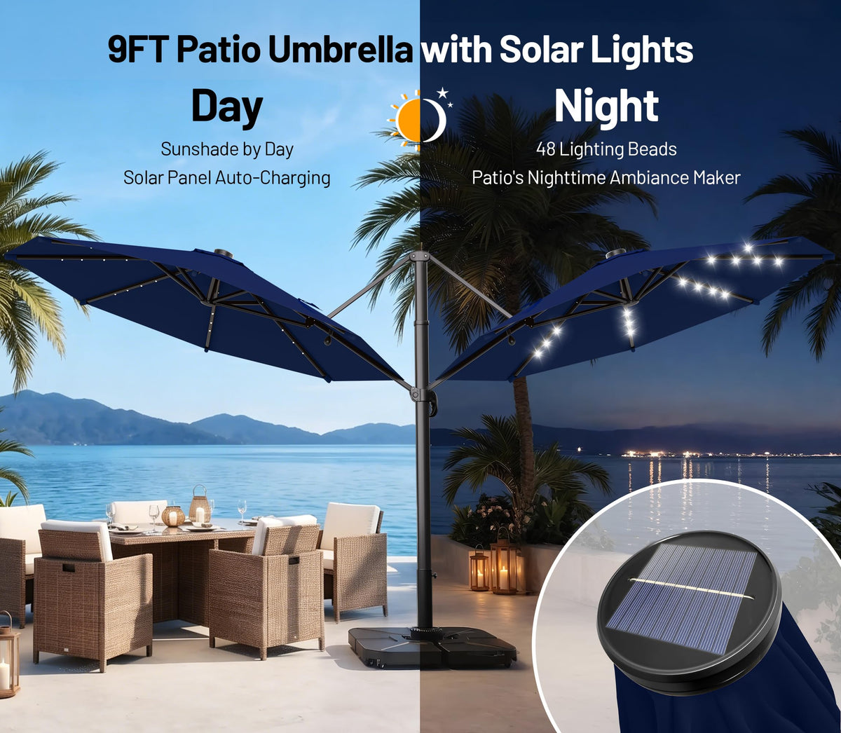 Cantilever Patio Umbrella with Lights Q485446