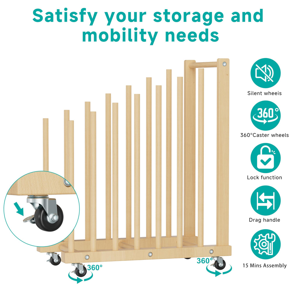 Canvas Storage Rack with Wheels and Handle K2405