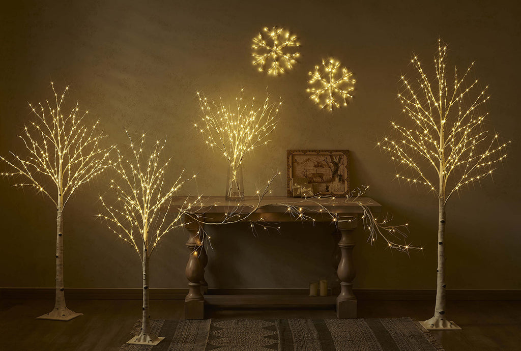 4FT 200L Warm White LED Birch Tree U7106