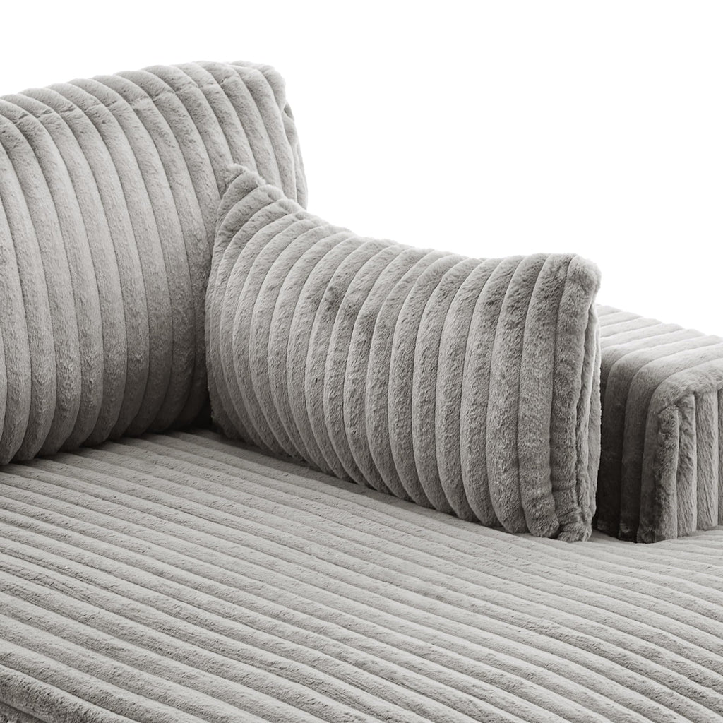 Oversized Faux Fur Upholstered Chaise Lounge Chair with Left Armrest S71975