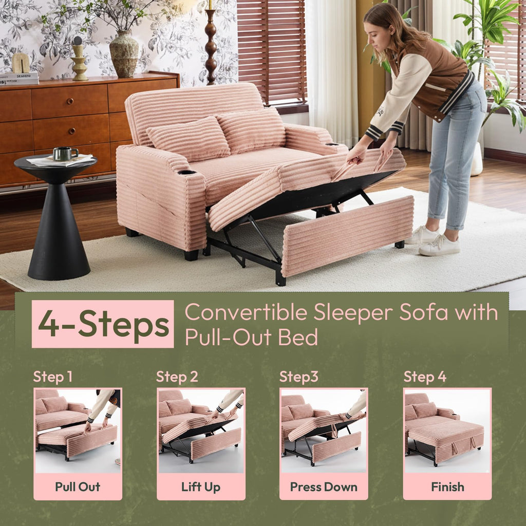 Loveseat Sleeper Sofa Couch with Pull Out Chair Bed B439605