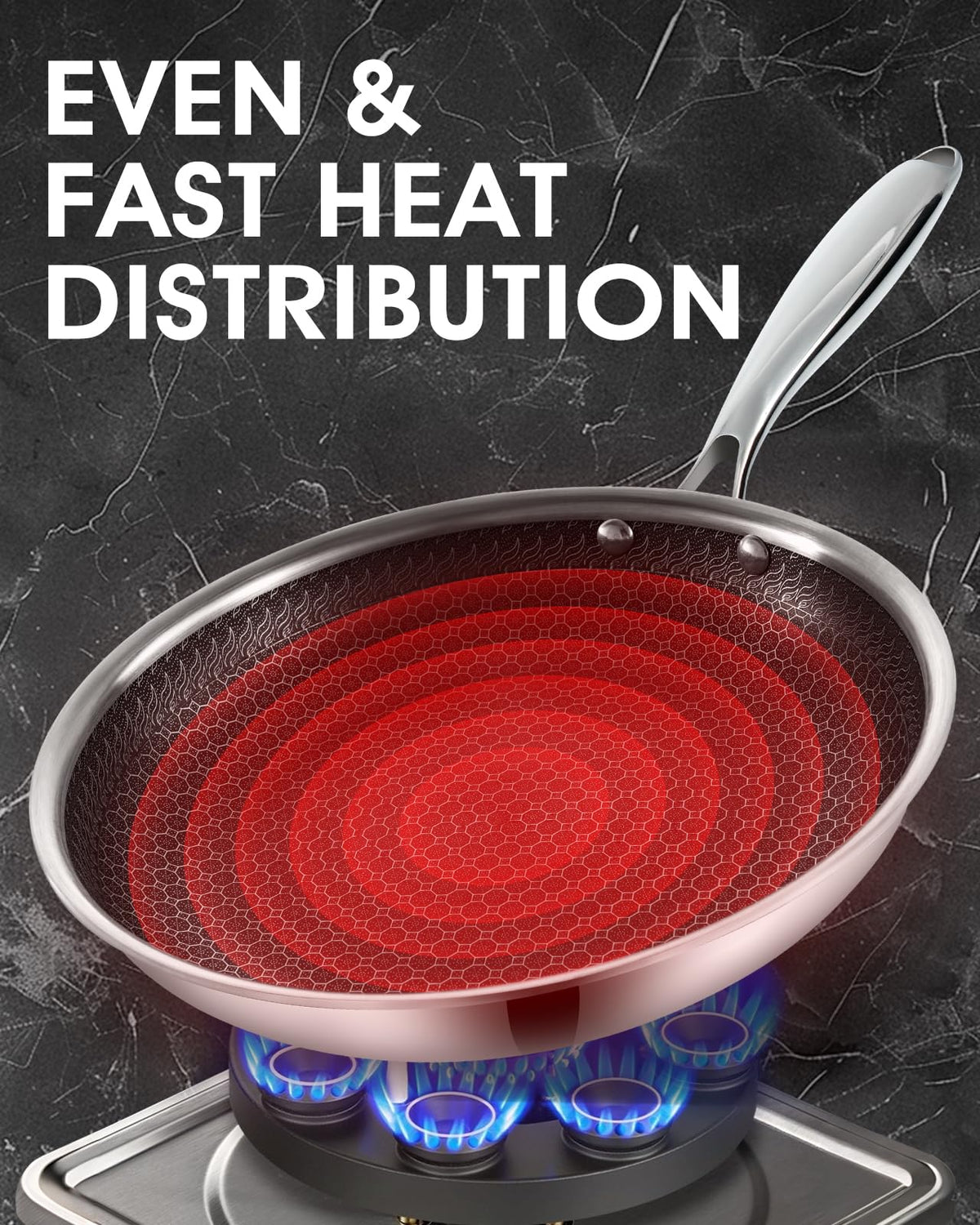 Nonstick Stainless Steel Frying Pans with Lid Z20647