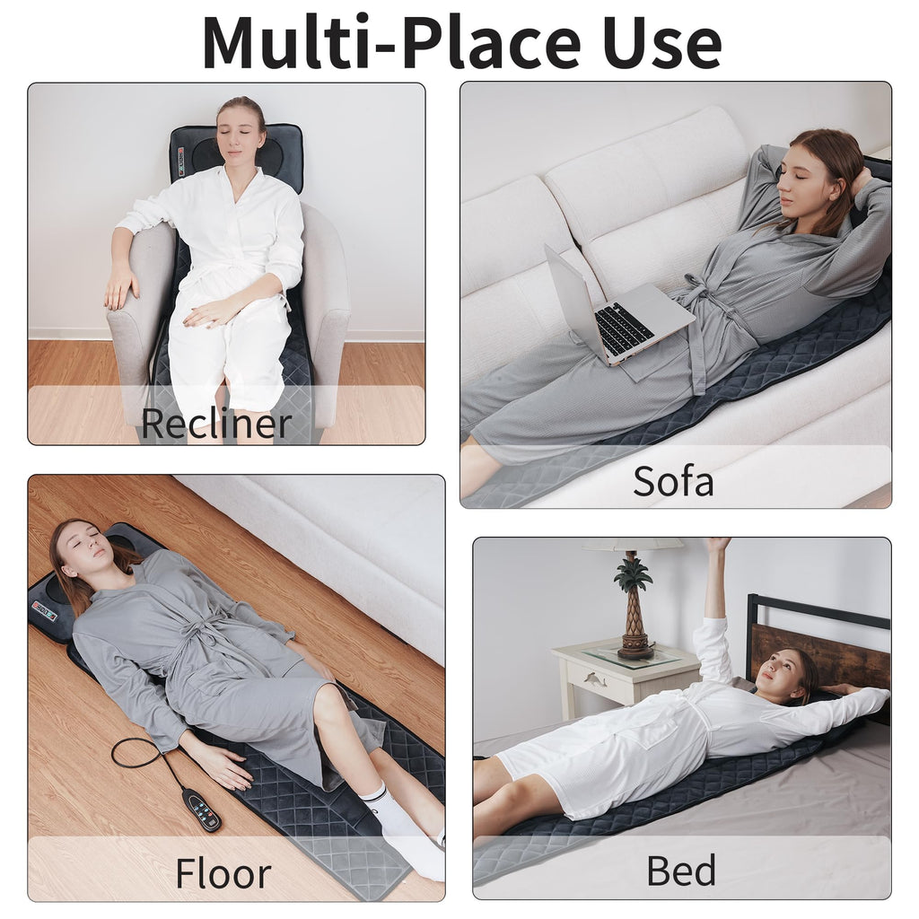 Full Body Massage Mat with Heat 10 Motors 9 Speeds 9 Modes O4047