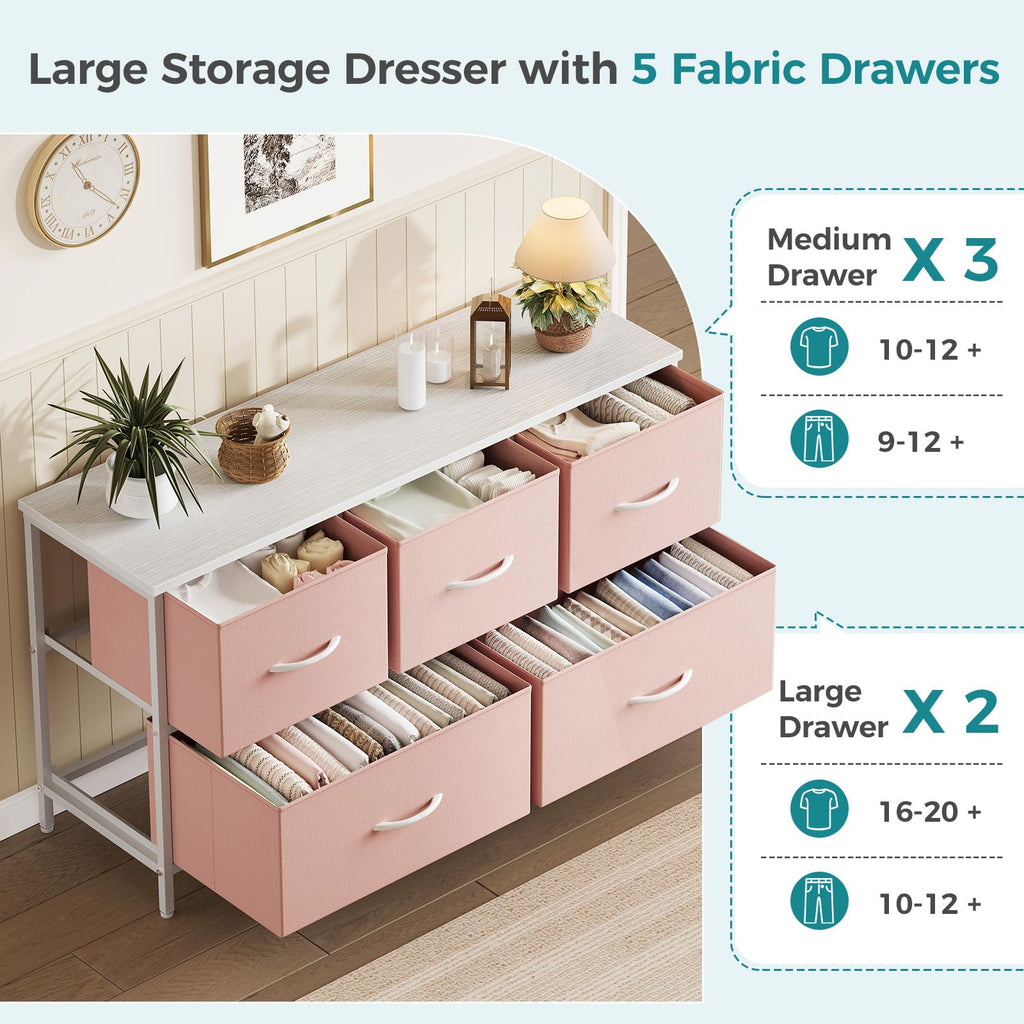 Pink 5 Drawer Dresser C72578