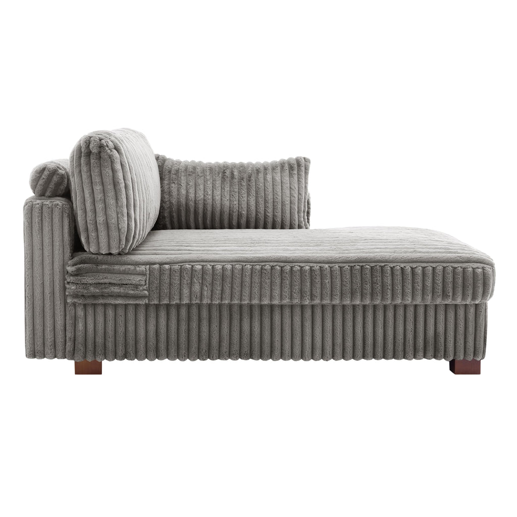 Oversized Faux Fur Upholstered Chaise Lounge Chair with Left Armrest S71975
