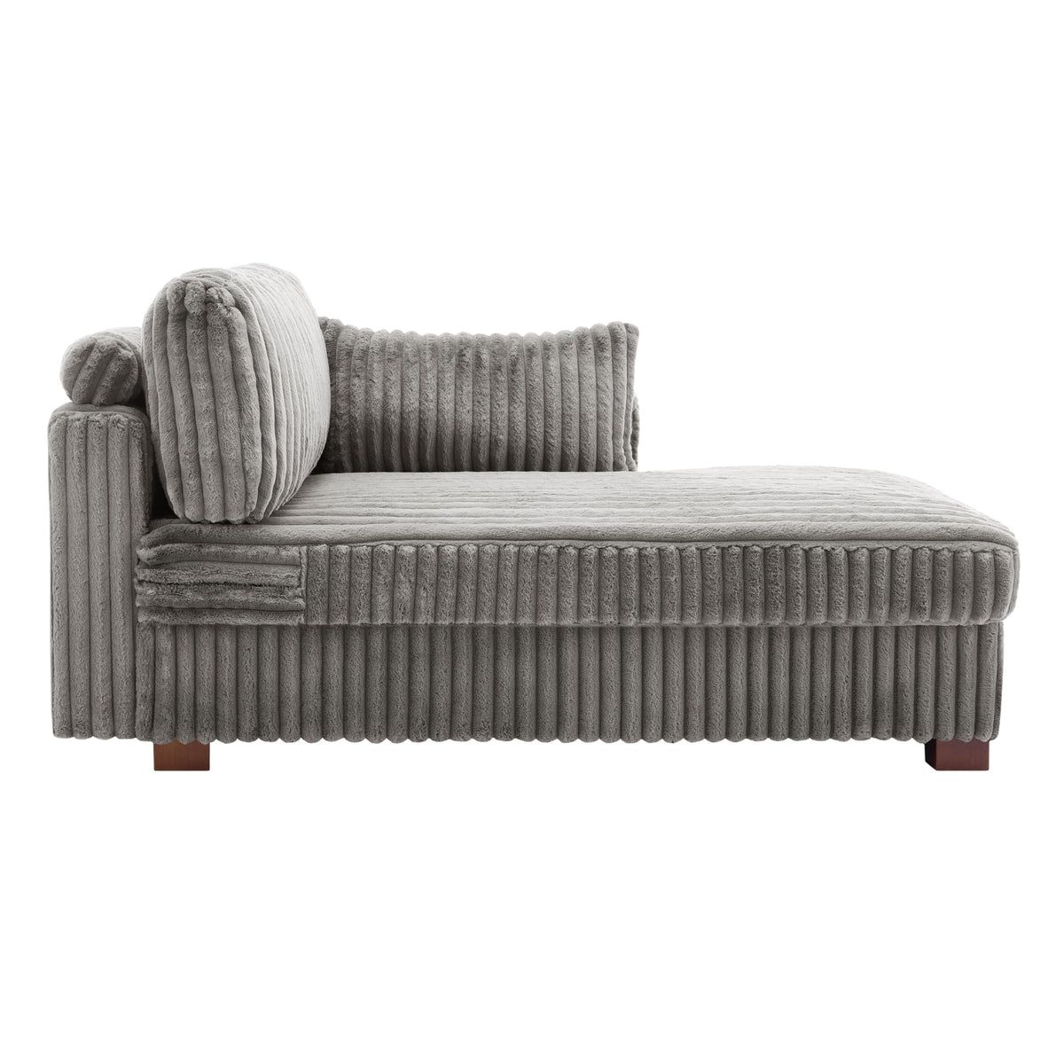 Oversized Faux Fur Upholstered Chaise Lounge Chair with Left Armrest S71975