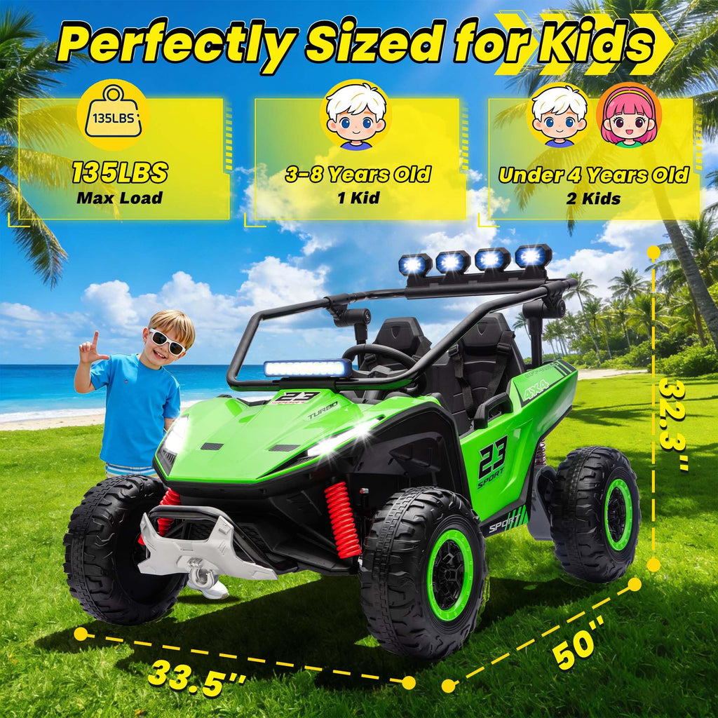 2-Seater Kids UTV with 4x200W Motor, 3-6MPH, Green R468587