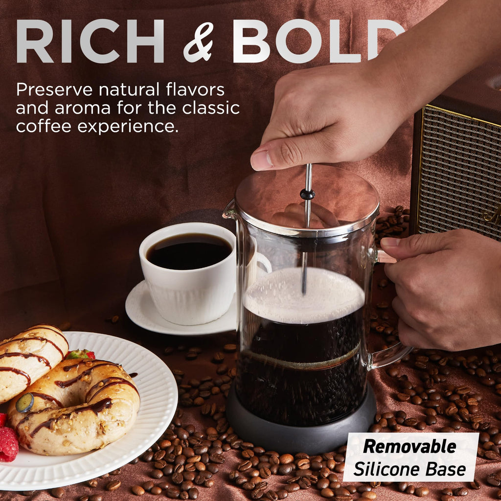 French Press Coffee Maker 1-Liter Glass Carafe Q543317