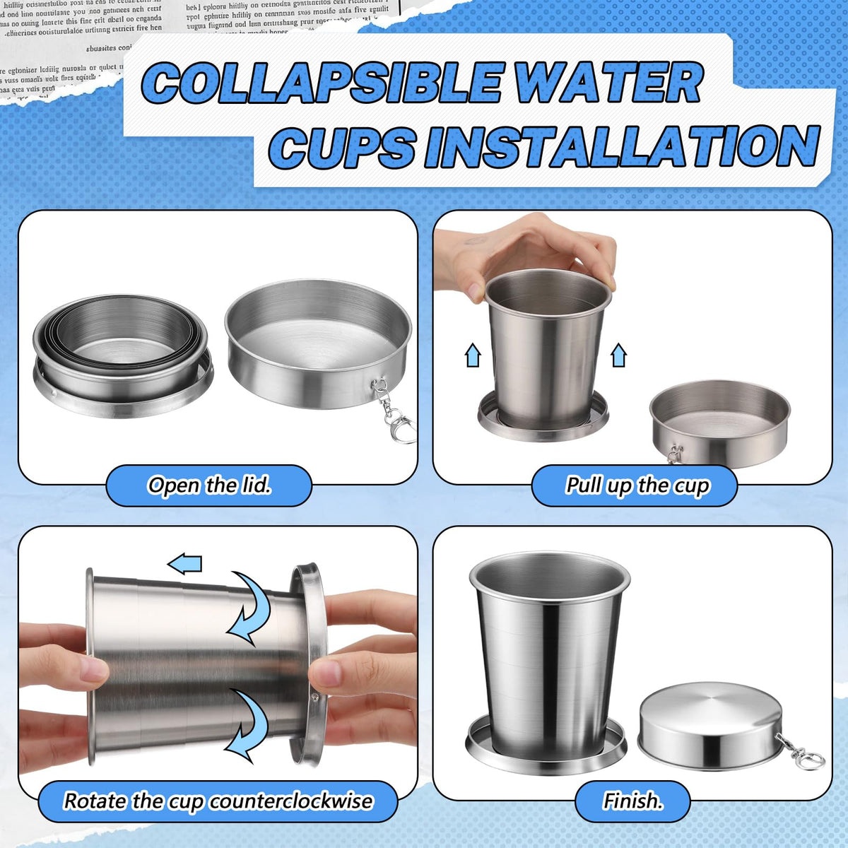 2 Pack 304 Stainless Steel Collapsible Cup 16 oz R82940