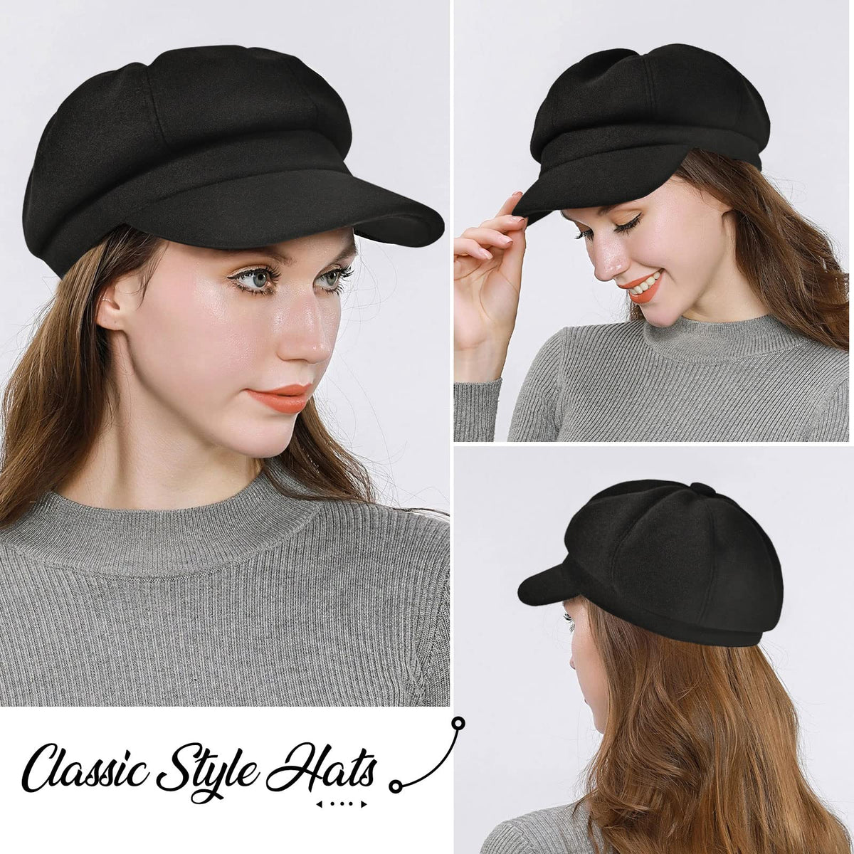Wool Blend Newsboy Cap O323