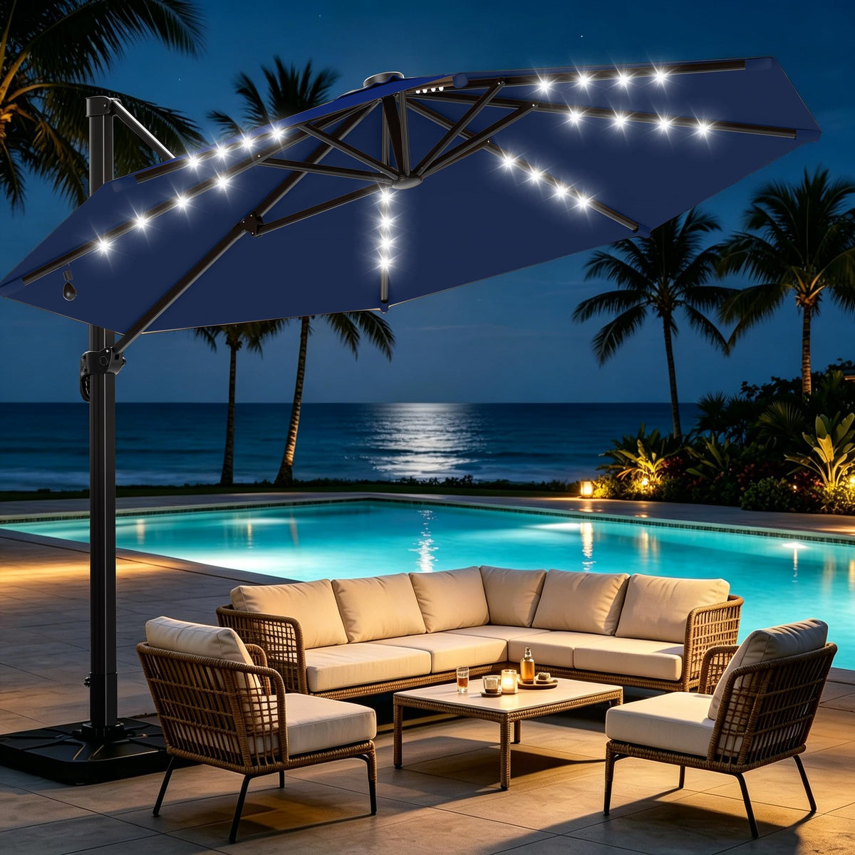 Cantilever Patio Umbrella with Lights Q485446