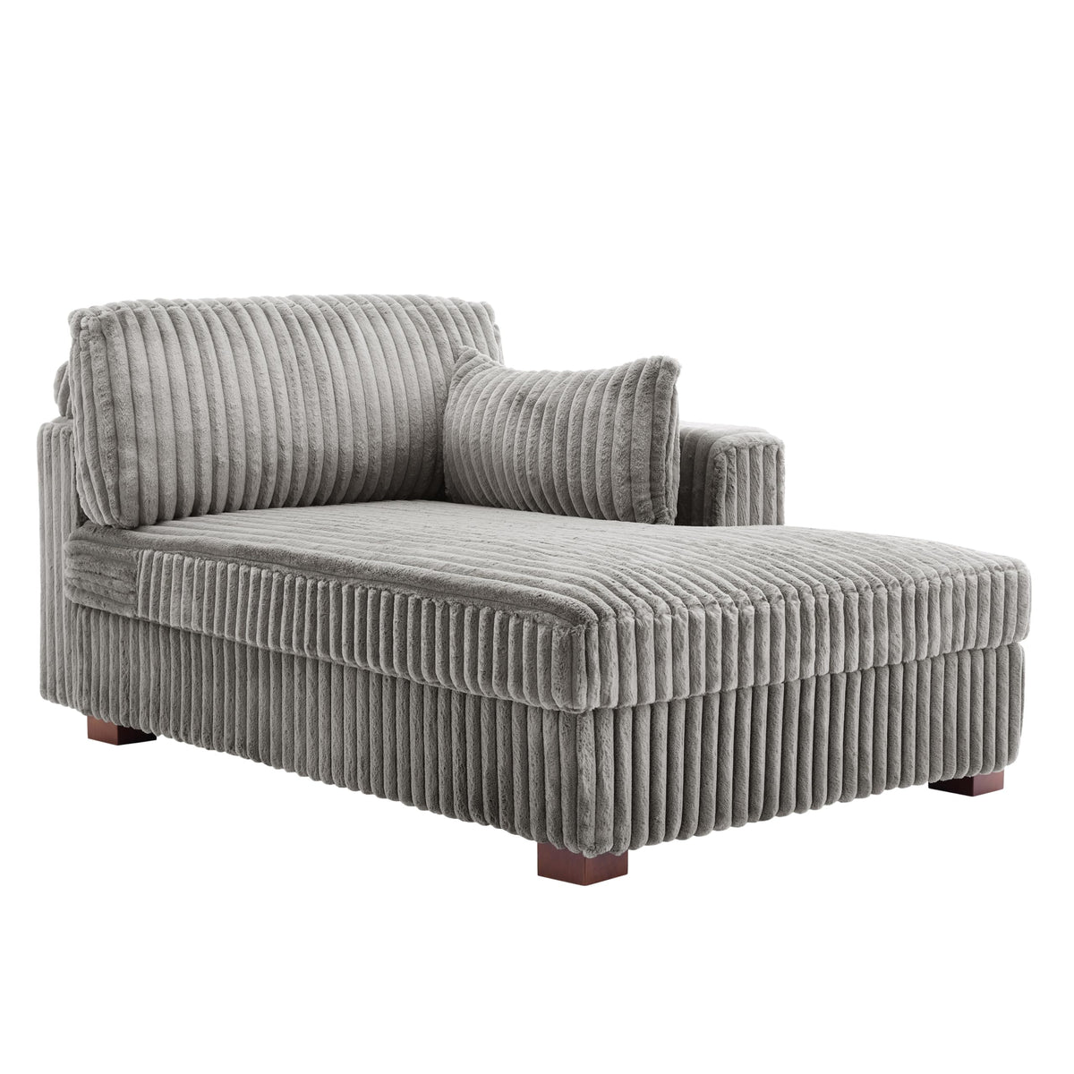 Oversized Faux Fur Upholstered Chaise Lounge Chair with Left Armrest S71975