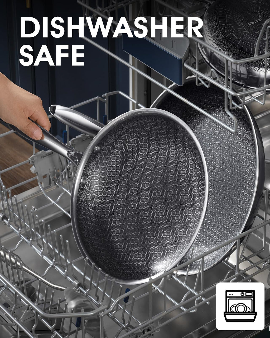 Nonstick Stainless Steel Frying Pans with Lid Z20647