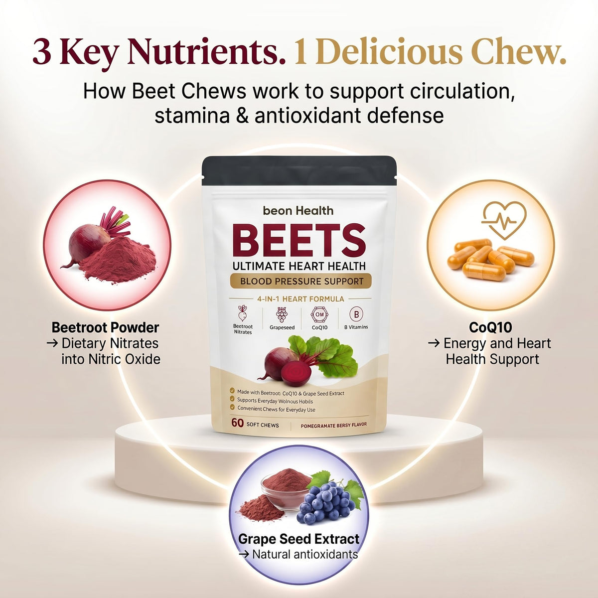 500mg Beetroot CoQ10 Grape Seed Extract Chews N810148