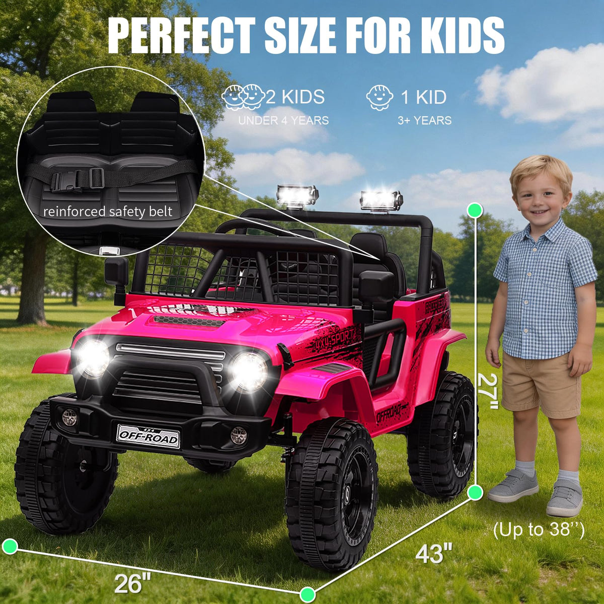 24V 2 Seater Kids Electric Car with Remote Control L32849
