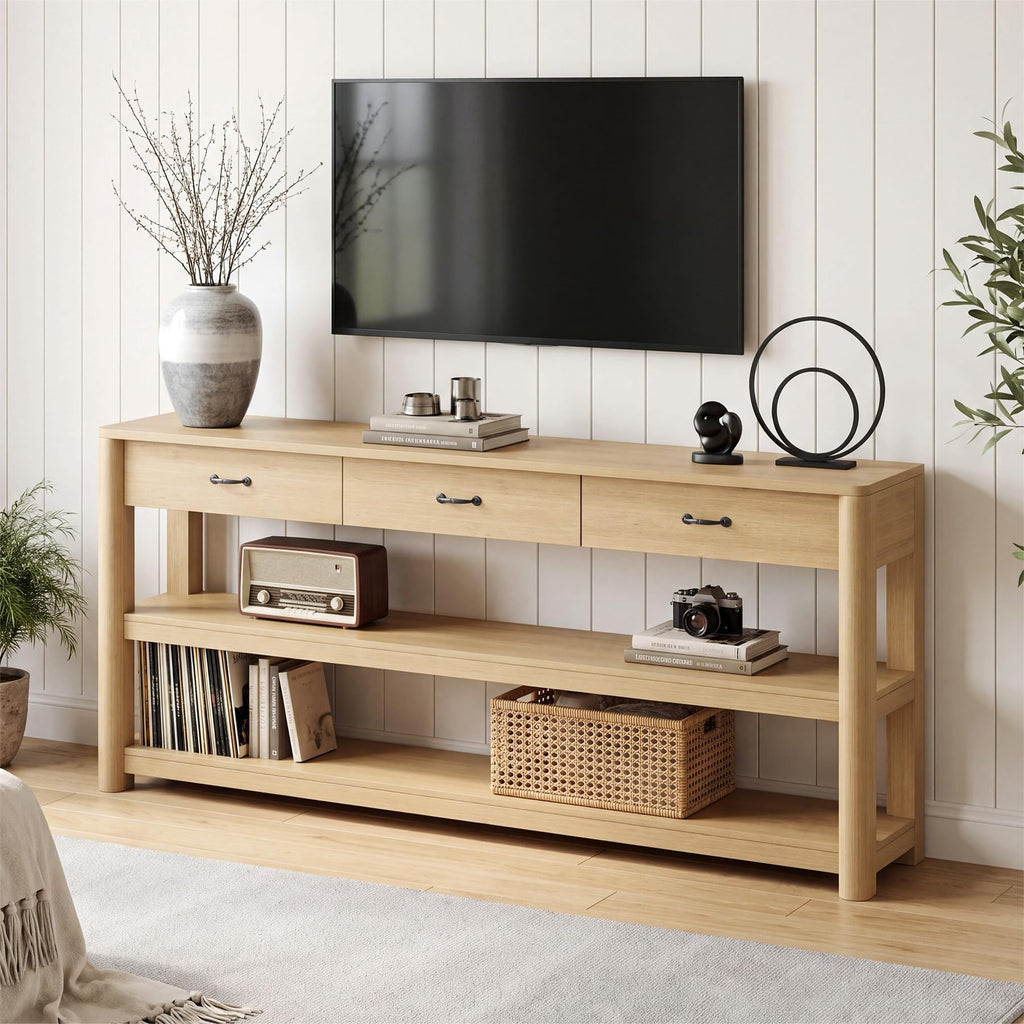 Oak Console Table with Storage Drawers Z1792