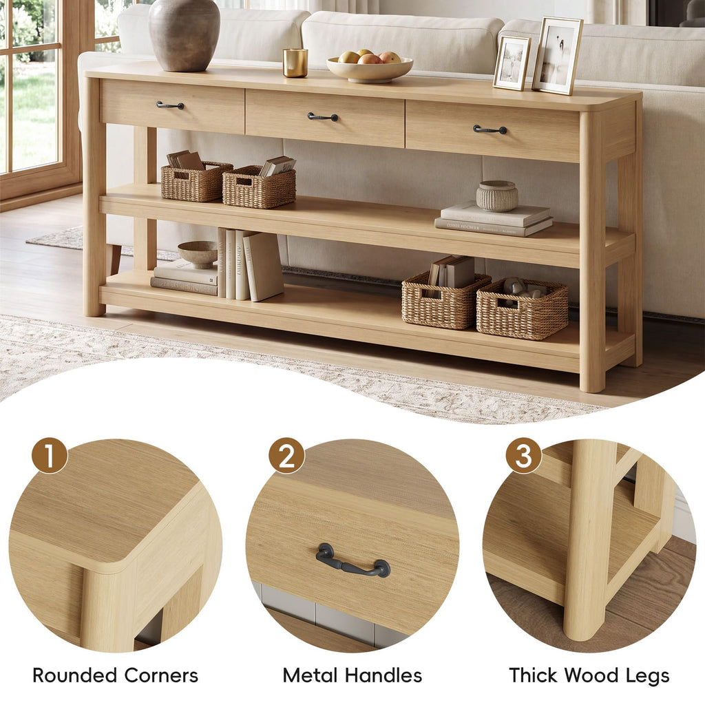 Oak Console Table with Storage Drawers Z1792