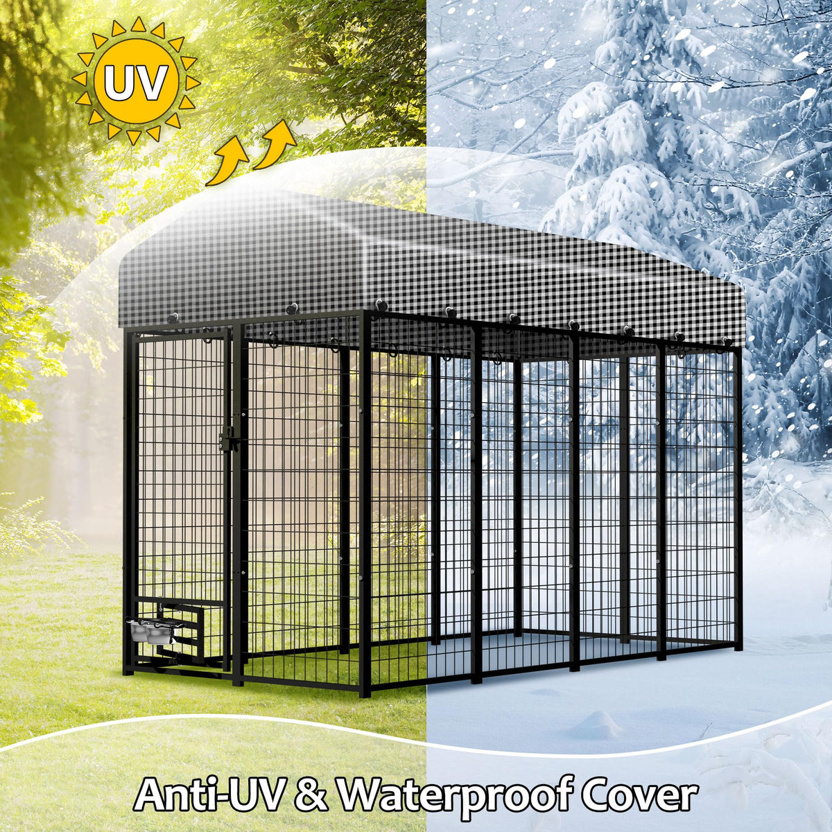 8x4x6 FT Outdoor Dog Kennel with Roof Cover L42582