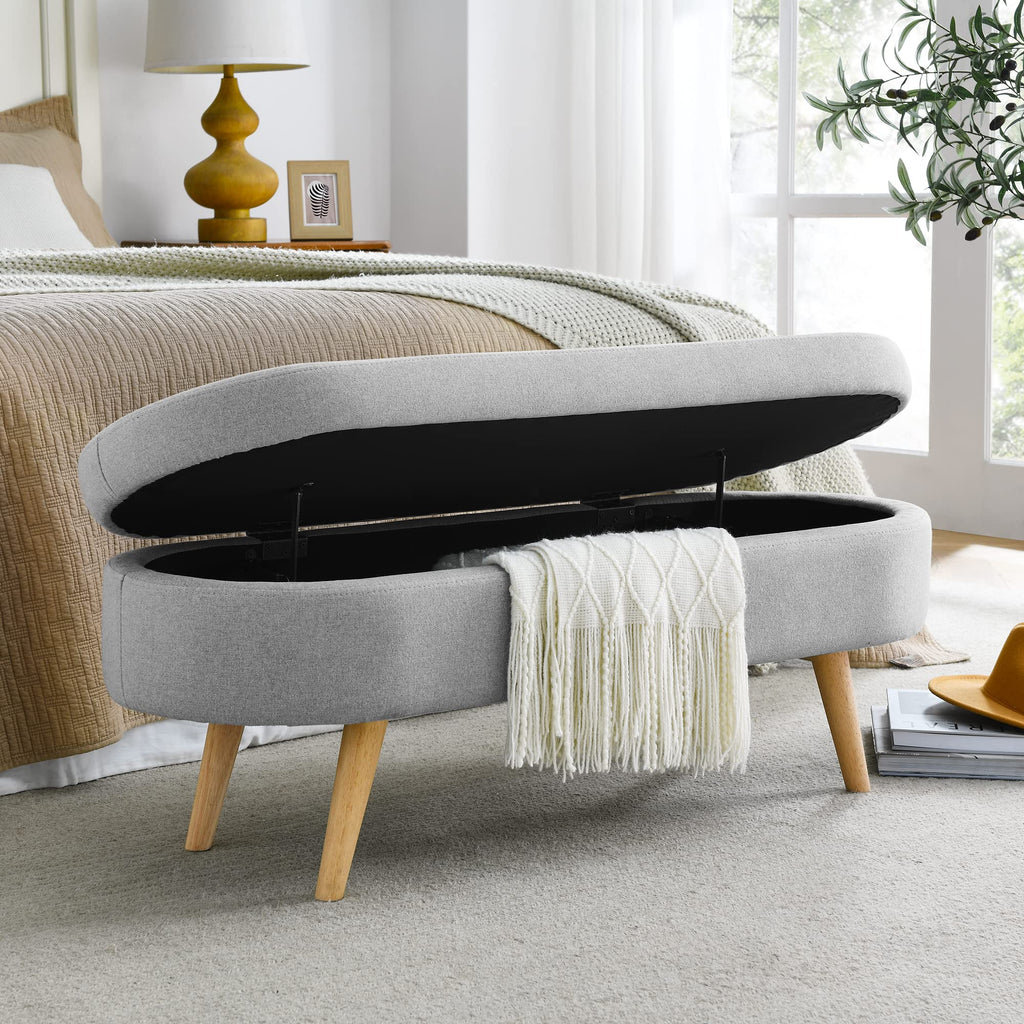 43.5" Oval Storage Bench Linen Fabric T708920