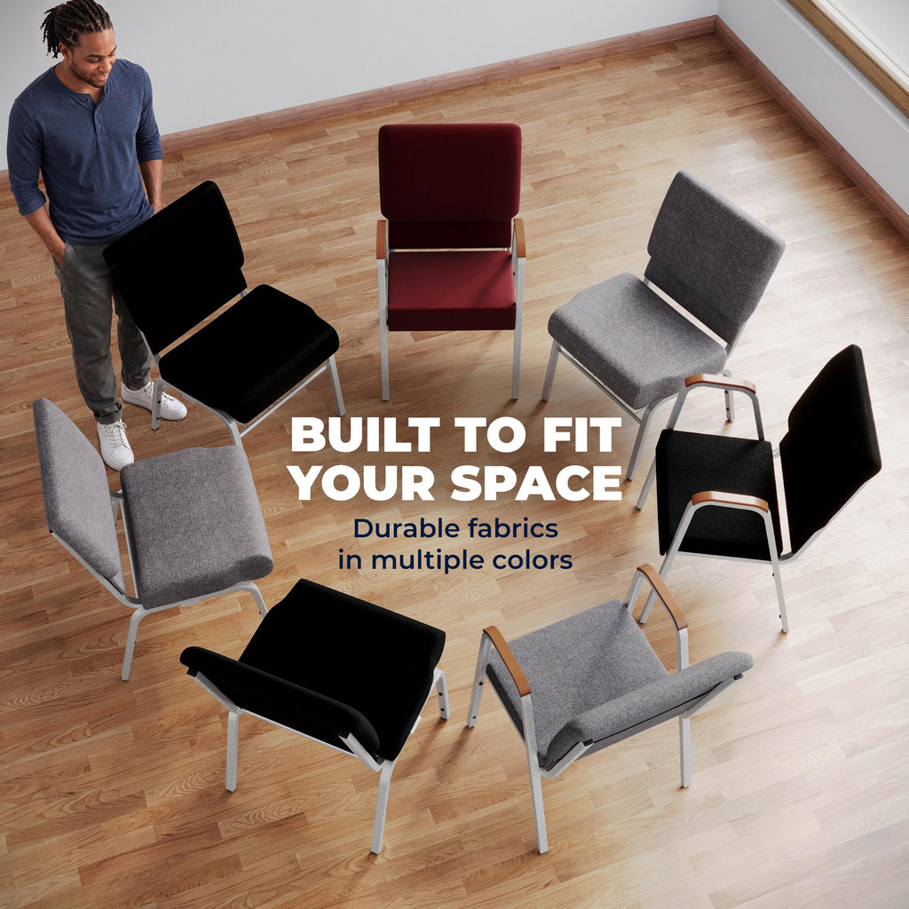 4 Pack Stacking Church Chair in Gray Fabric I5678