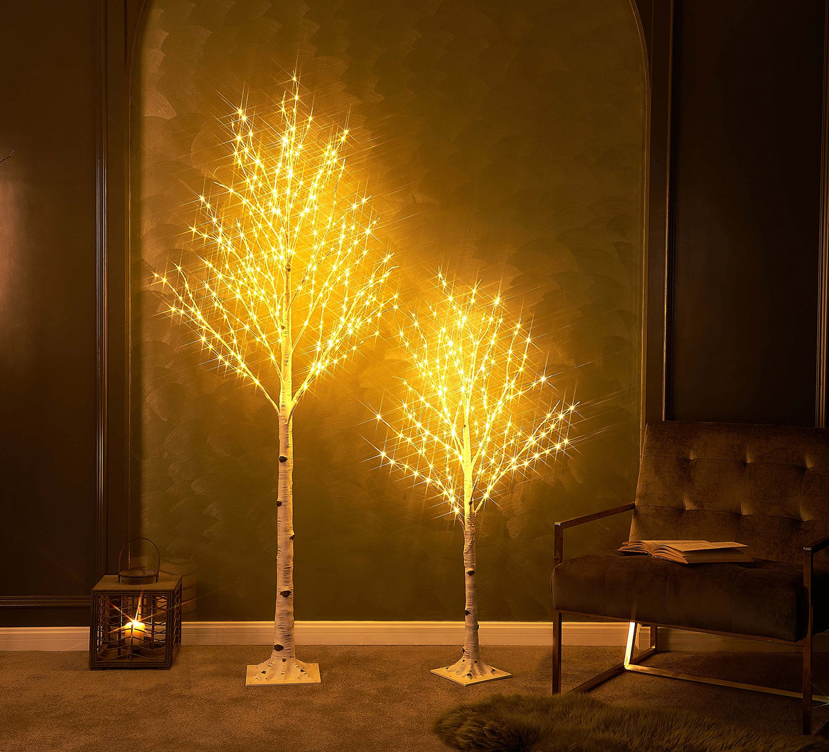4FT 200L Warm White LED Birch Tree U7106