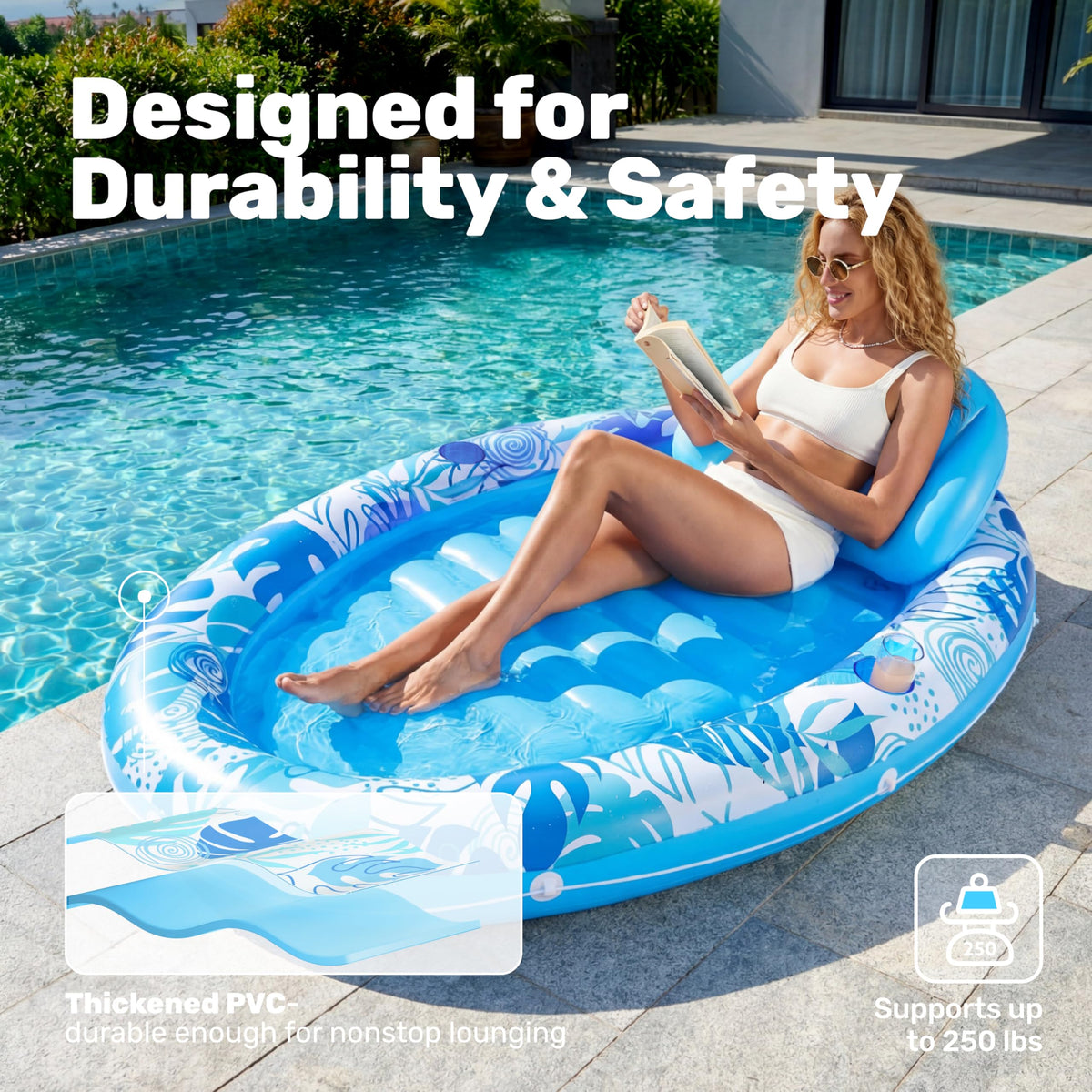 Inflatable Tanning Pool Lounger Float F89917