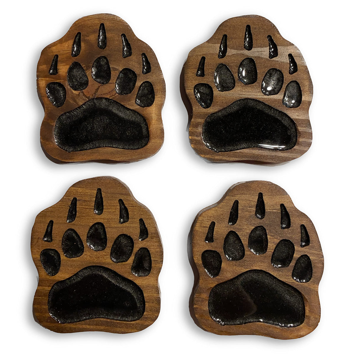 Coaster Set of 4 Handmade Wood with EPOXY Inlay U184448