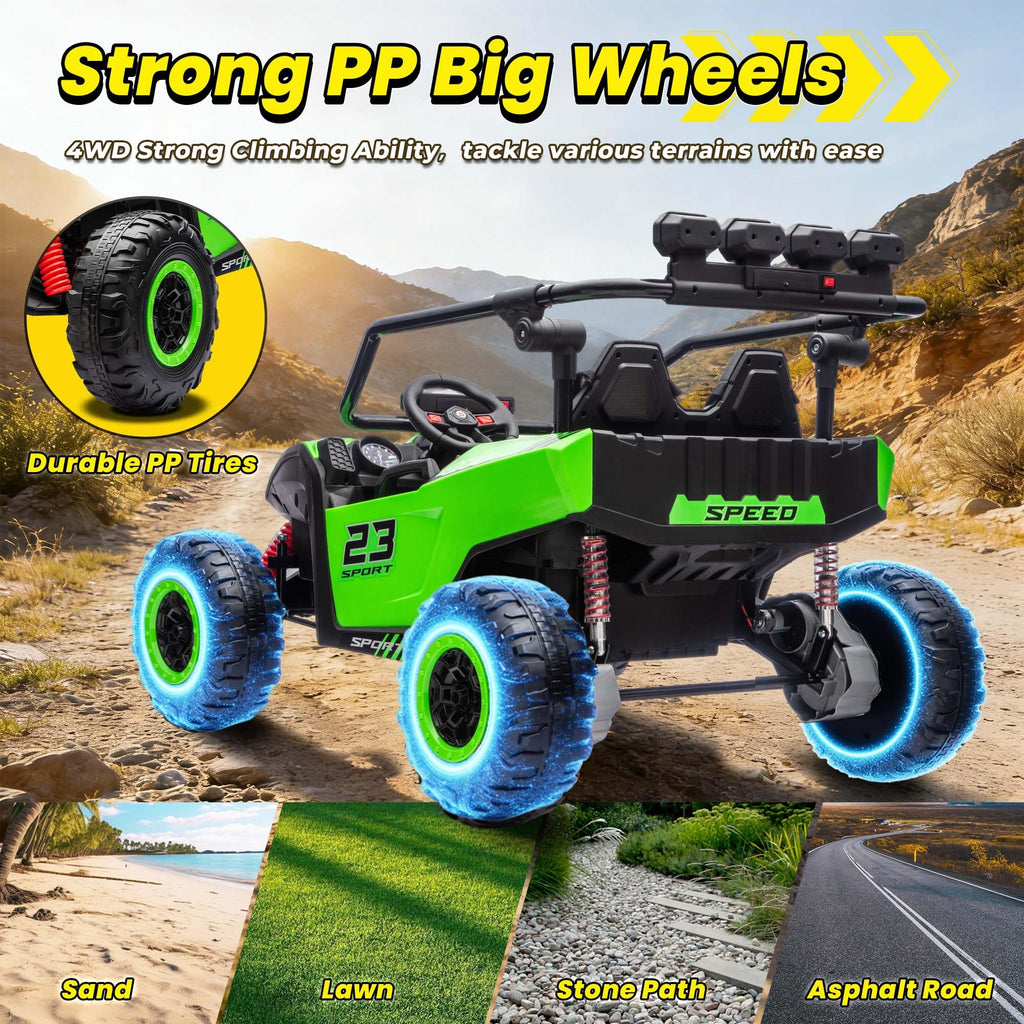 2-Seater Kids UTV with 4x200W Motor, 3-6MPH, Green R468587