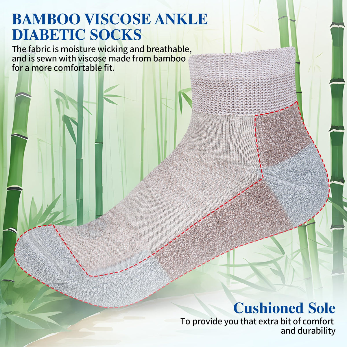 Diabetic Socks for Men, 10 Pairs Ankle & Low Cut Size 9-15 S505