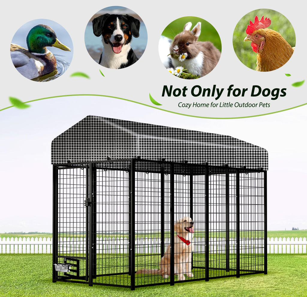 8x4x6 FT Outdoor Dog Kennel with Roof Cover L42582