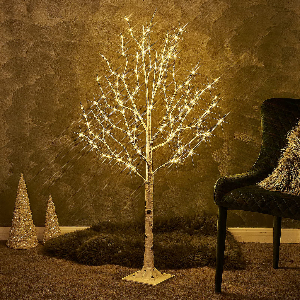 4FT 200L Warm White LED Birch Tree U7106
