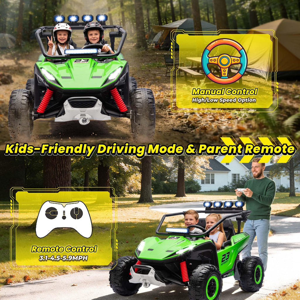 2-Seater Kids UTV with 4x200W Motor, 3-6MPH, Green R468587