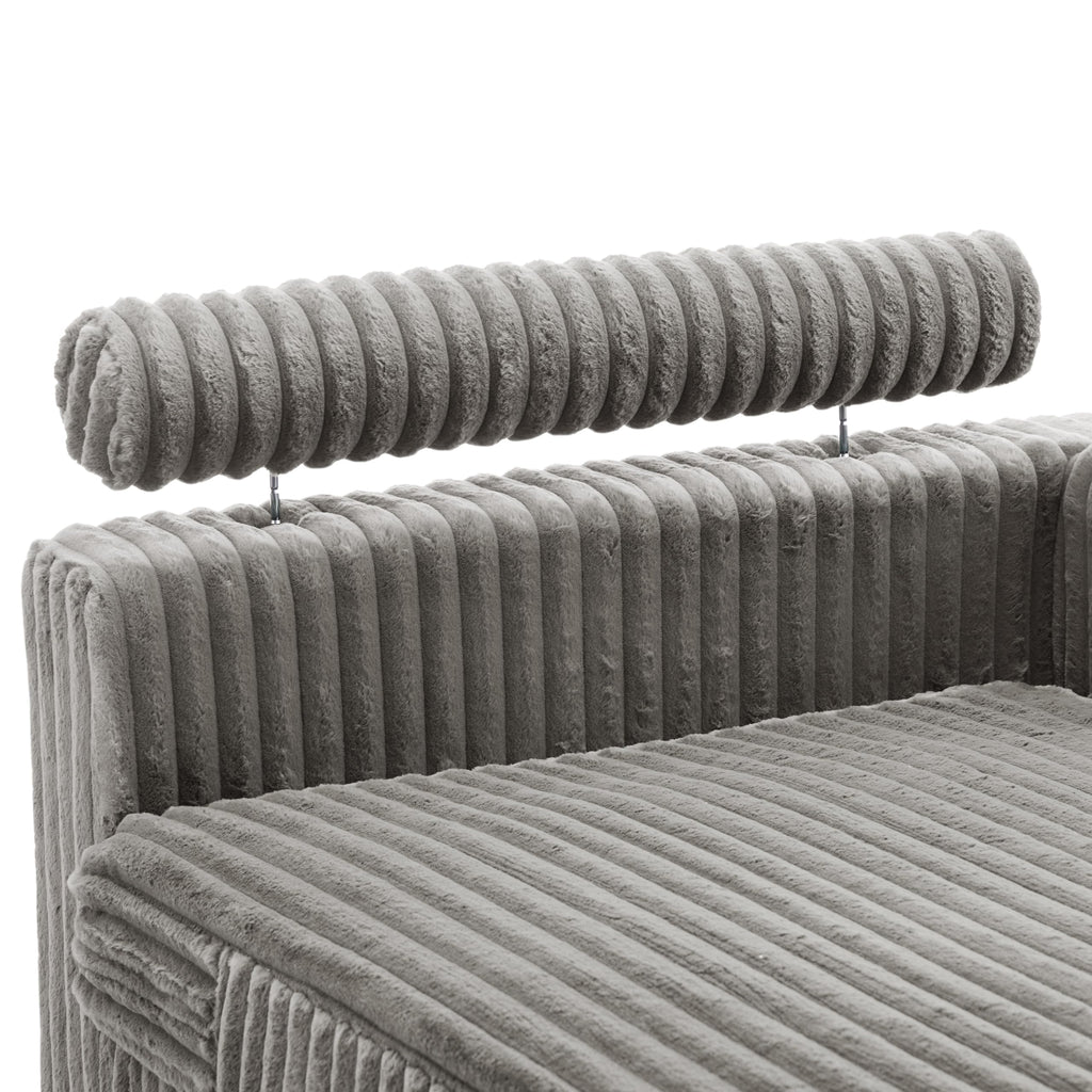 Oversized Faux Fur Upholstered Chaise Lounge Chair with Left Armrest S71975