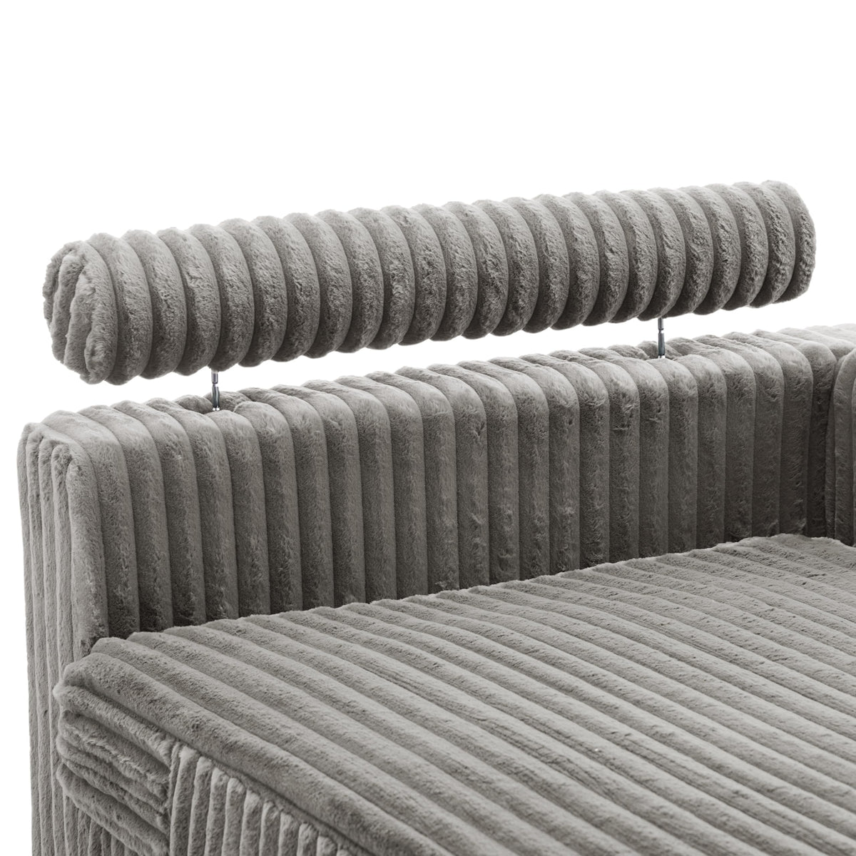 Oversized Faux Fur Upholstered Chaise Lounge Chair with Left Armrest S71975