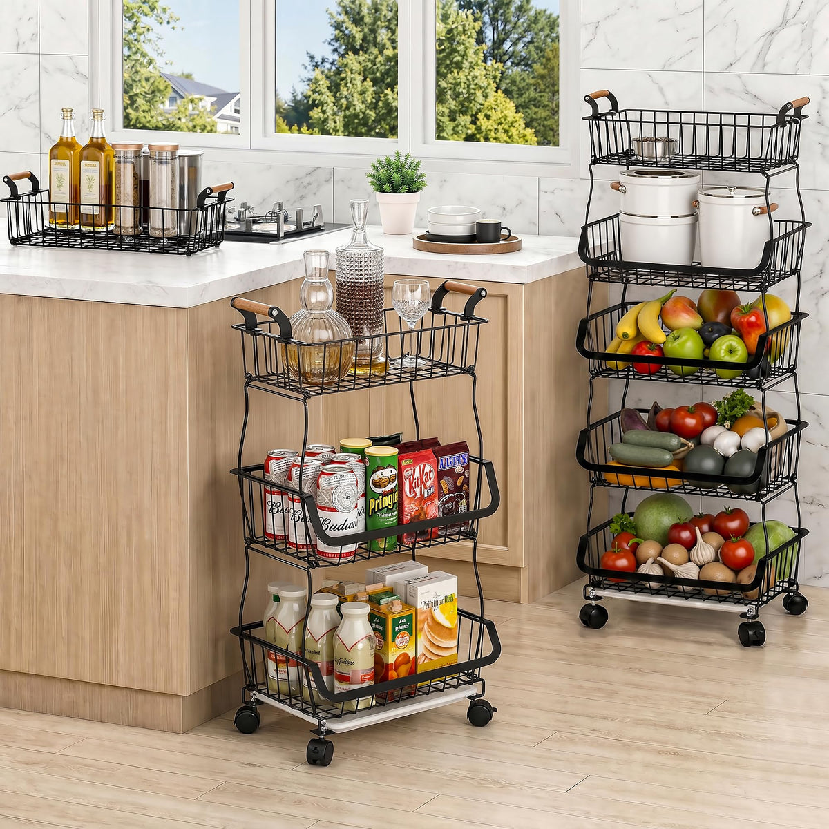 3-Tier Fruit Basket with Wheels N4196
