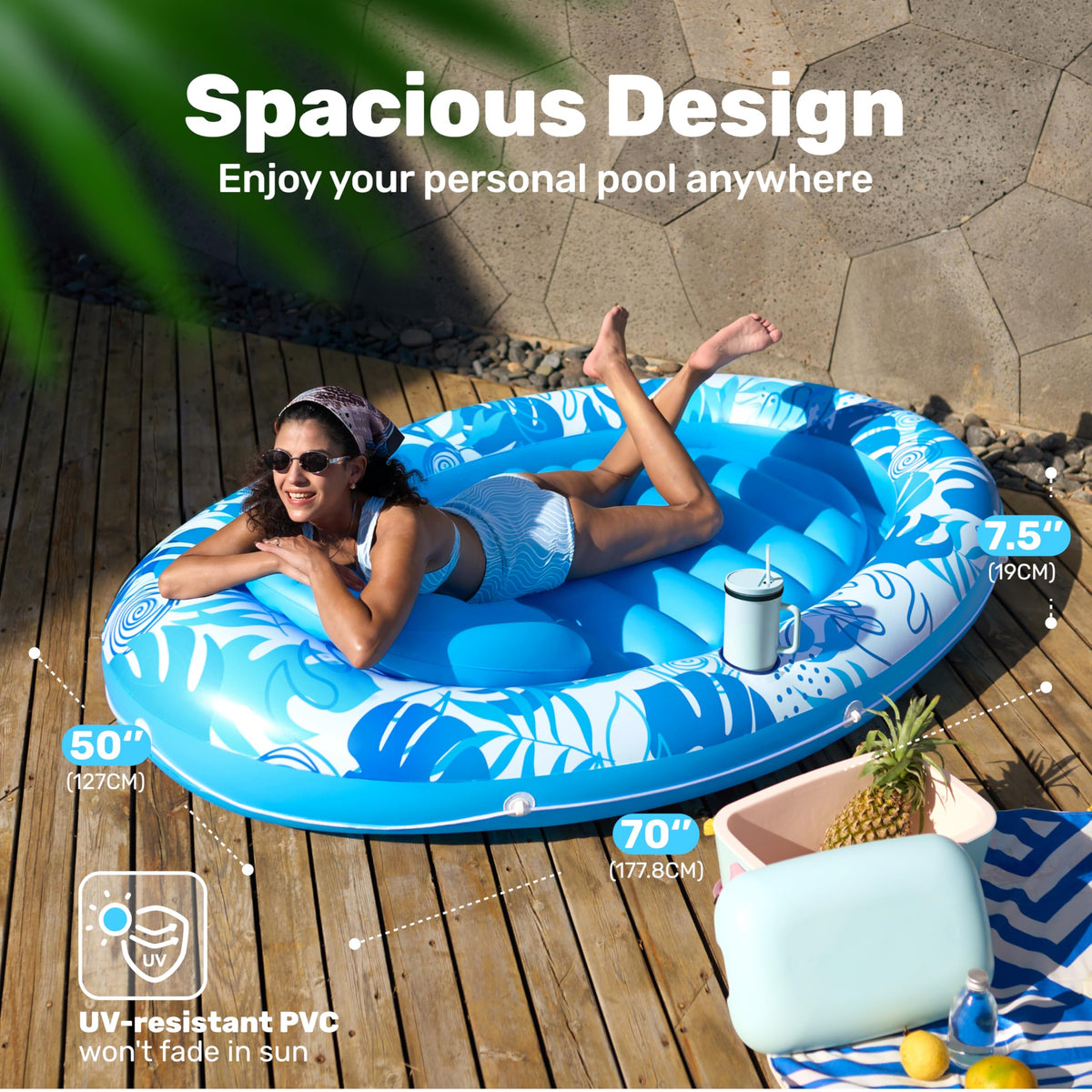 Inflatable Tanning Pool Lounger Float F89917