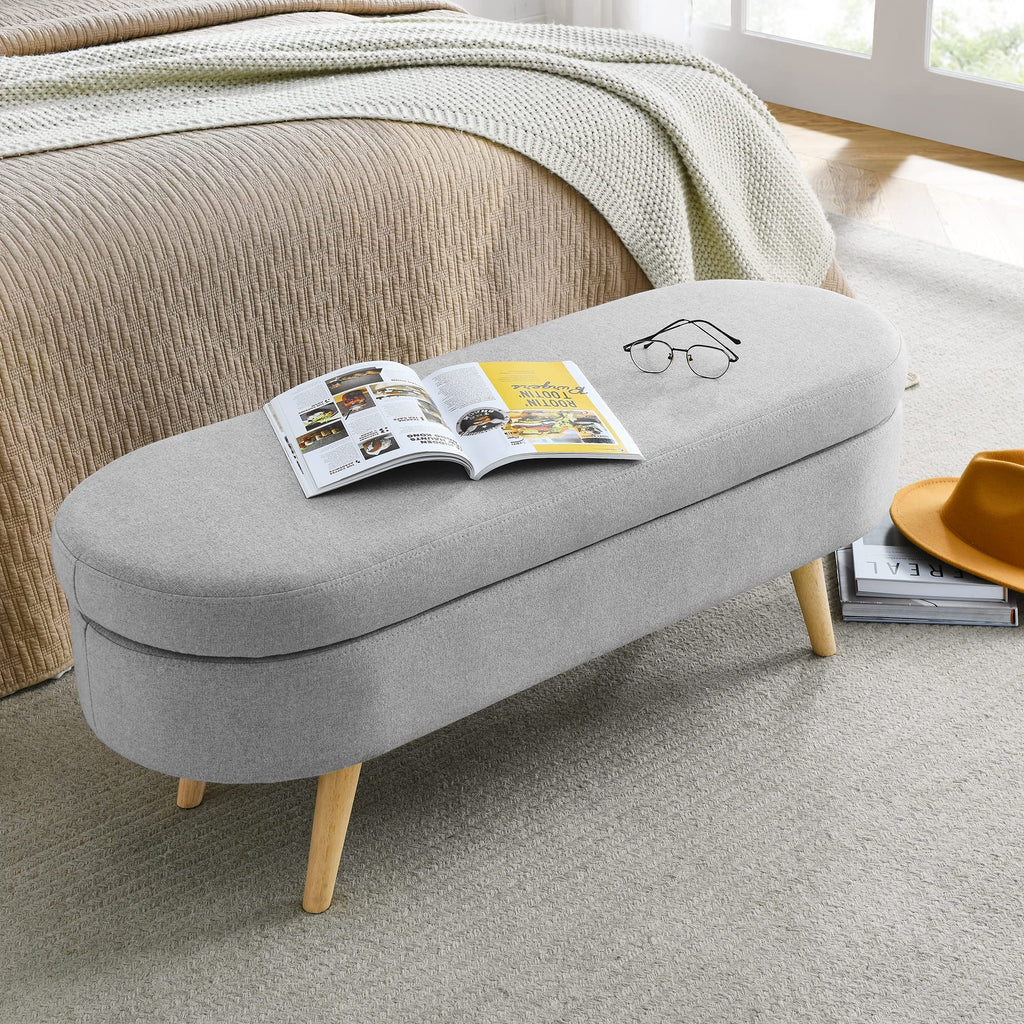 43.5" Oval Storage Bench Linen Fabric T708920