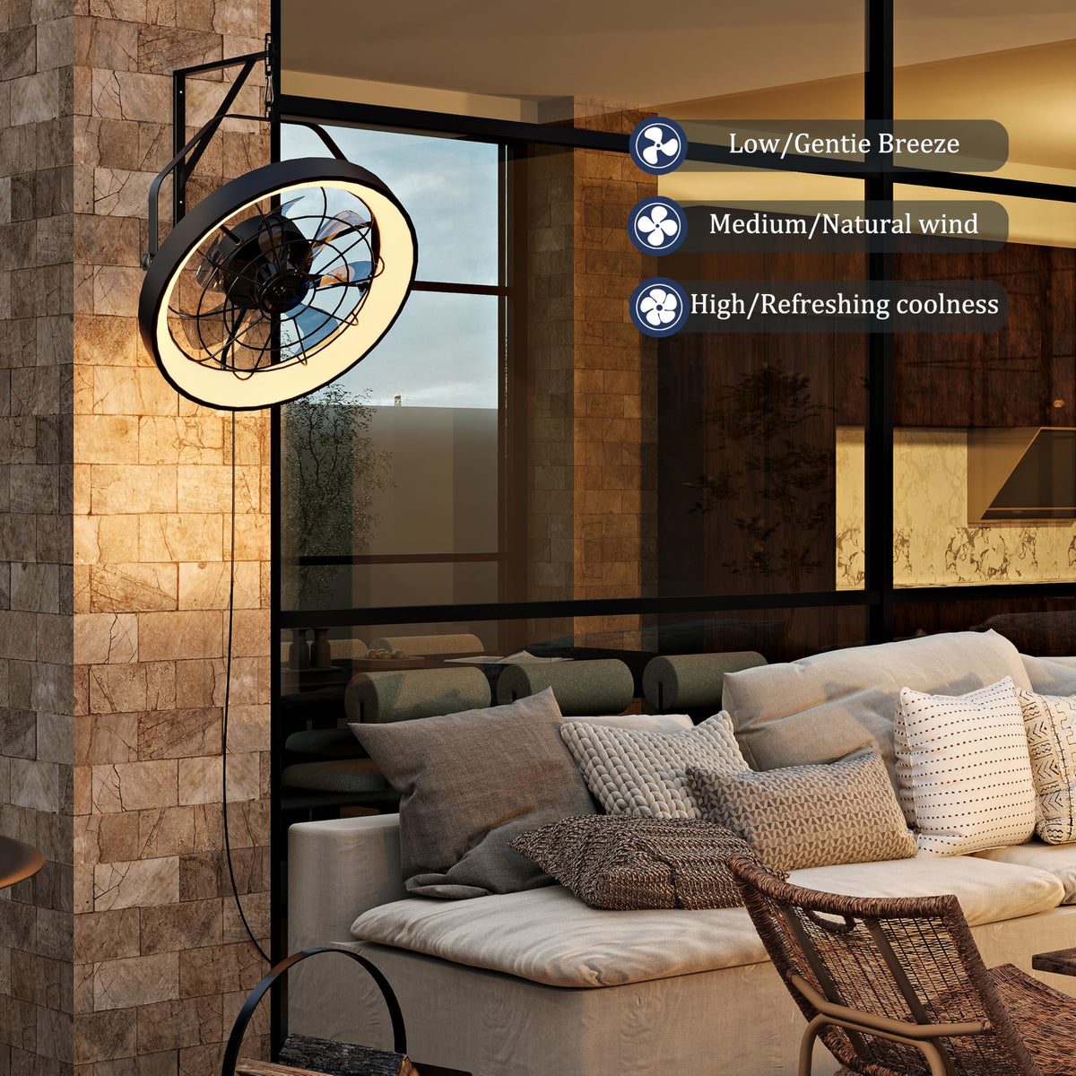20 Inch Plug In Wall Mount Fan with Light I2892